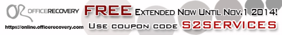 "S2SERVICES" coupon notification banner for free recovery service from Recoveronix' Online FIle Repair